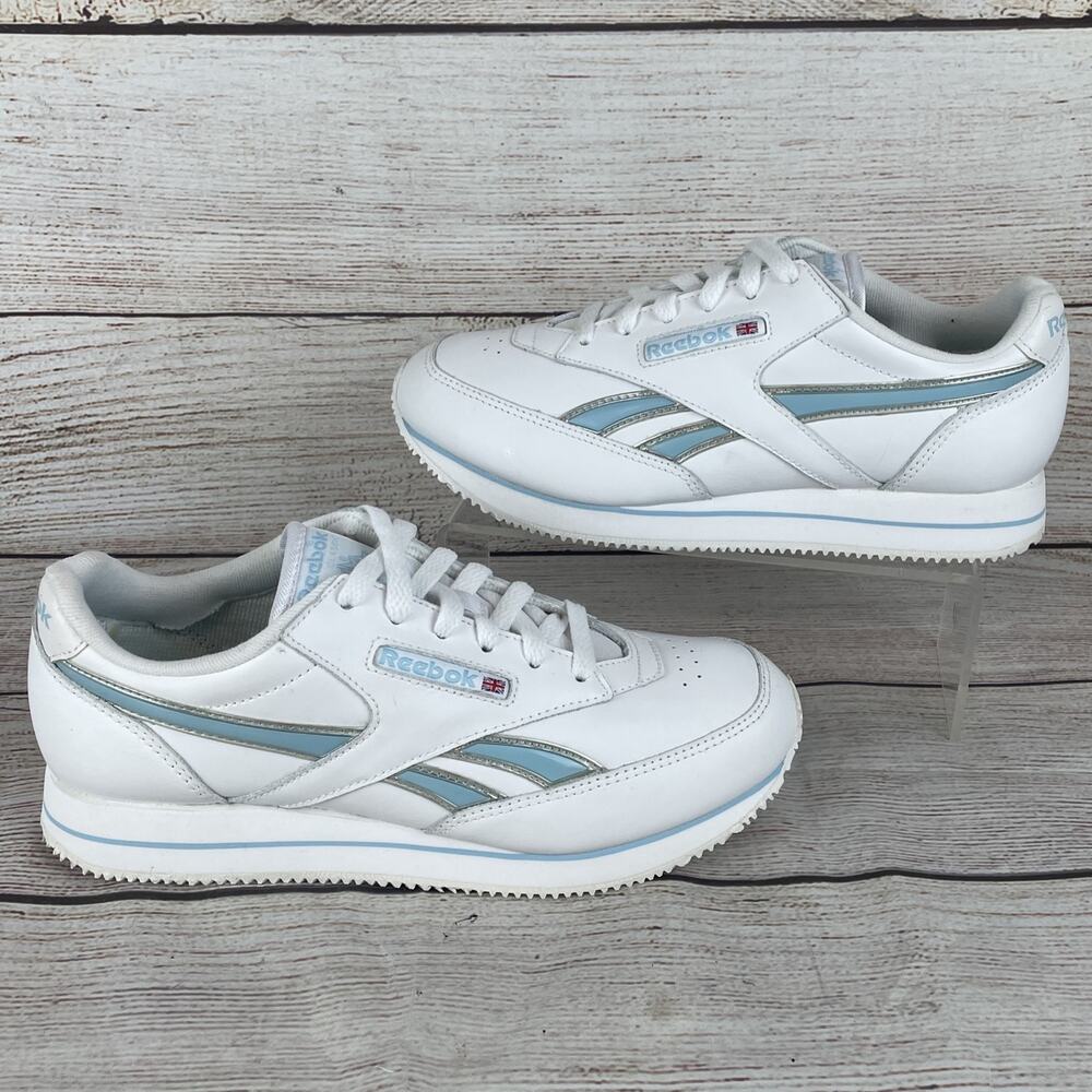 Reebok Classic Conquest Blaze Ripple Womens Sz 9 Sneakers White Light Blue